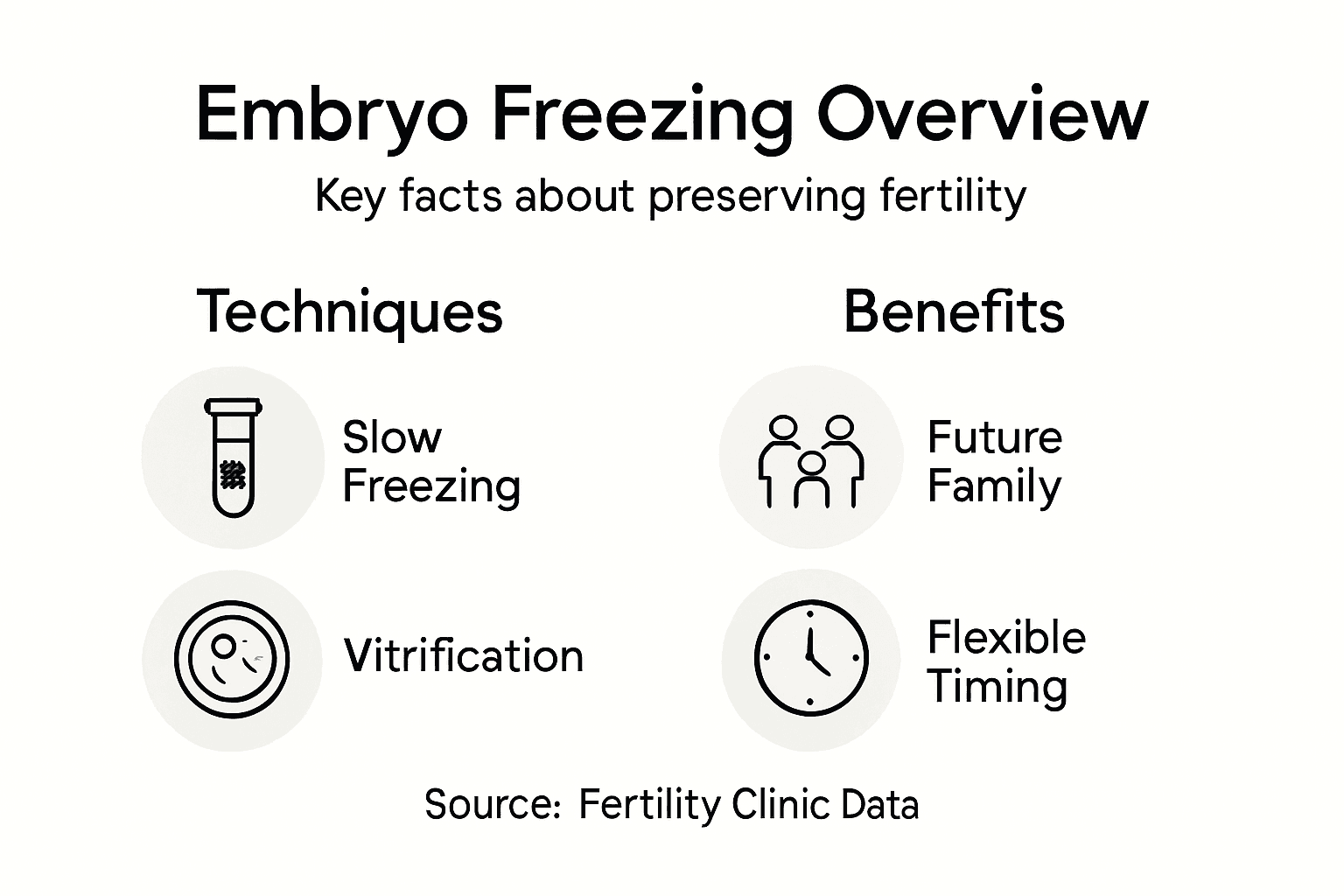 Infographic explaining embryo freezing basics