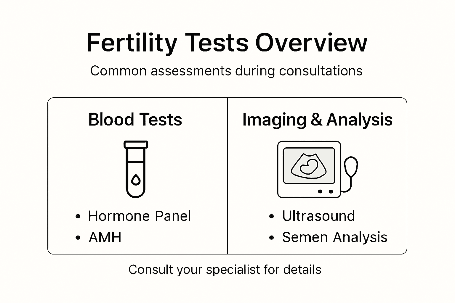 Infographic showing types of fertility assessments