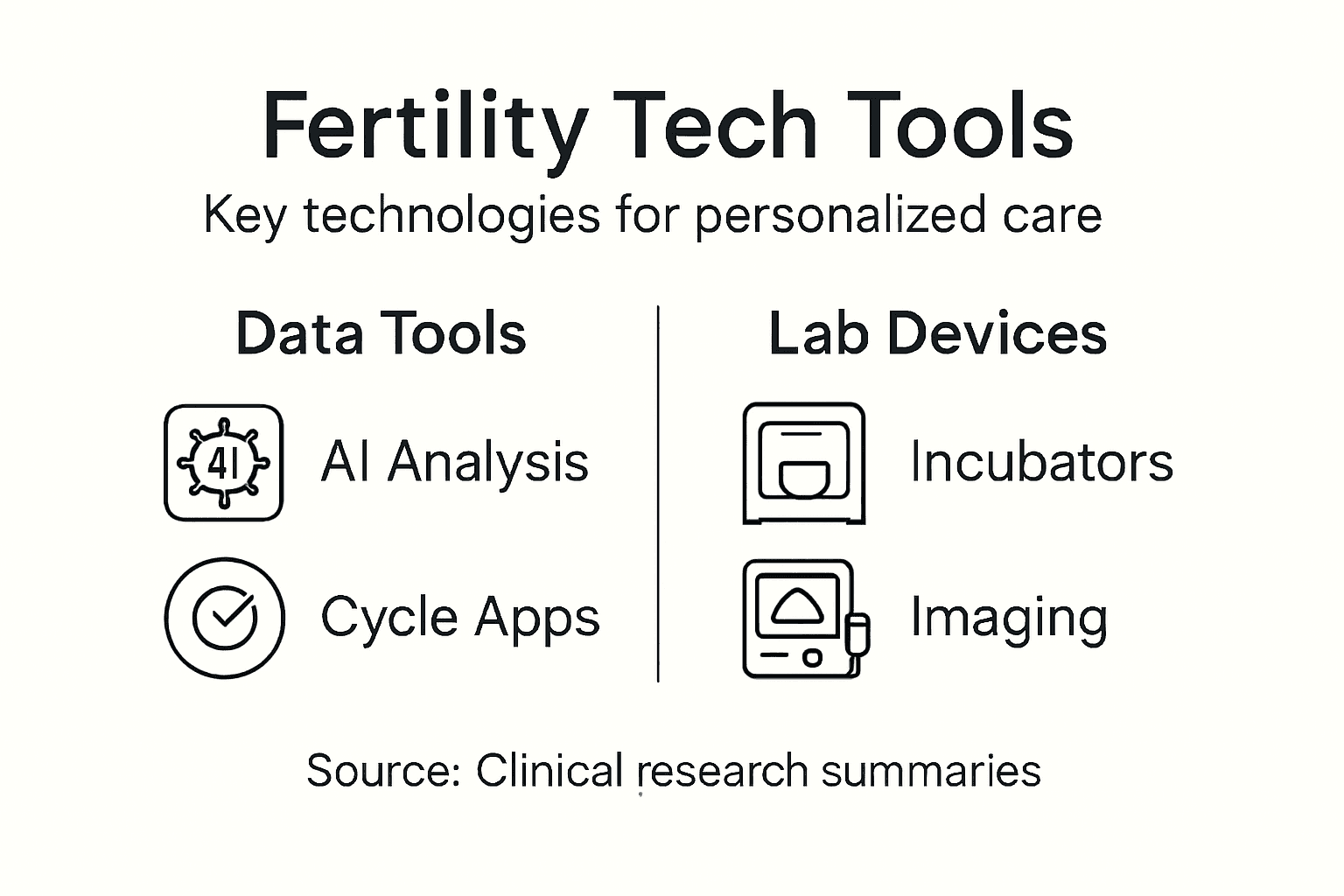 Infographic showing main technology types in fertility care