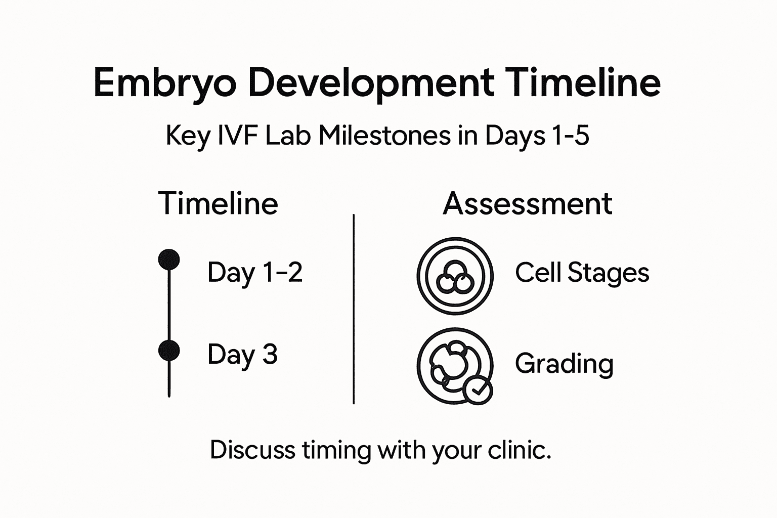 Infographic on IVF embryo development timeline