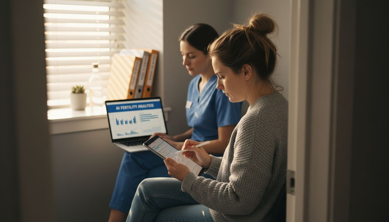 Patient completing AI fertility assessment