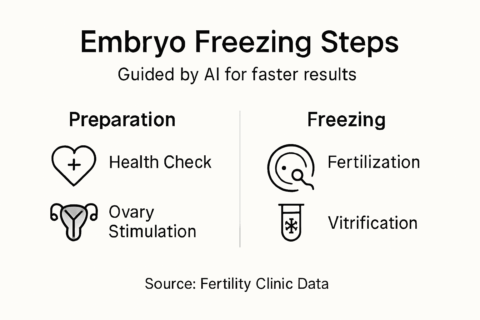 Infographic outlining embryo freezing steps