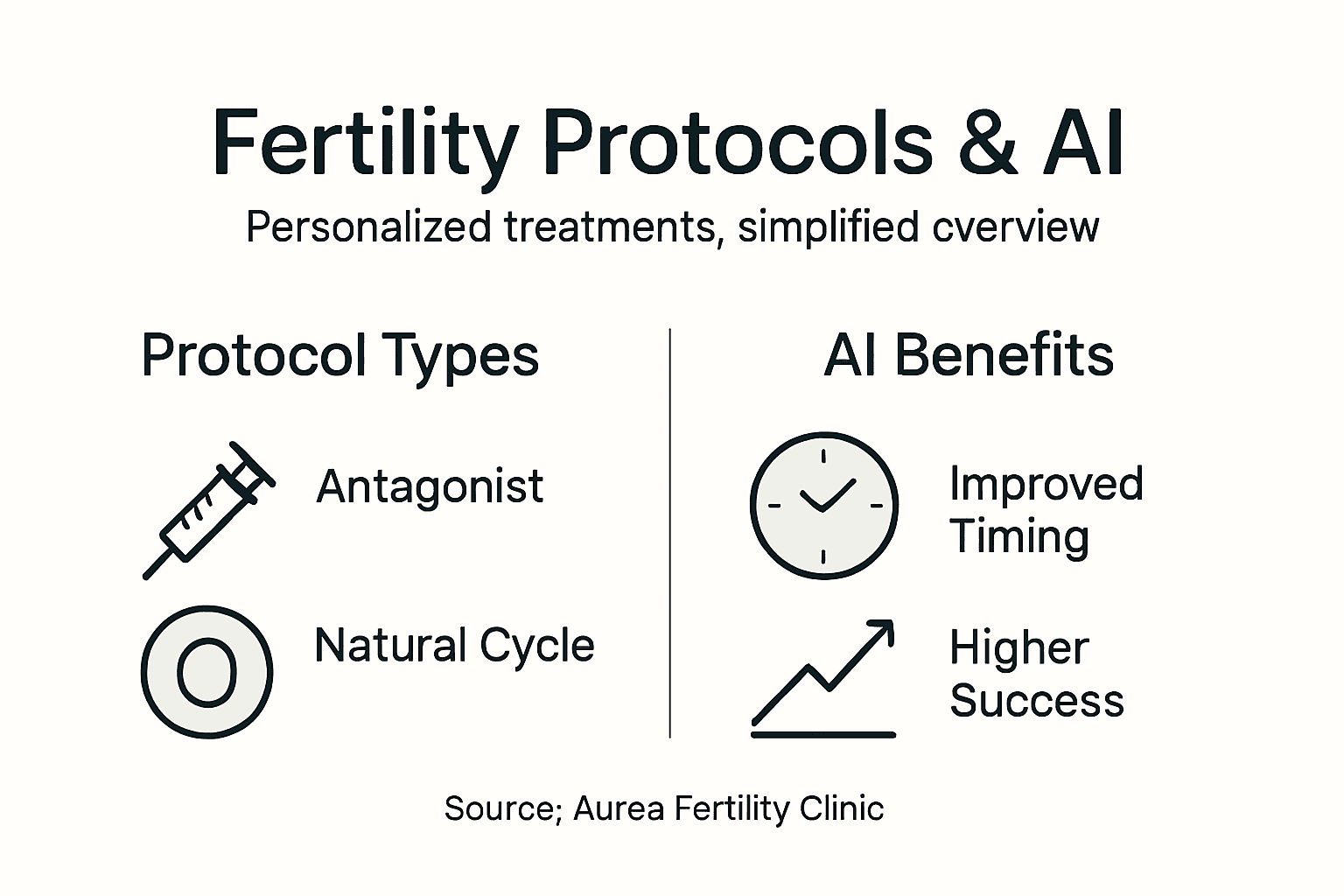 Infographic showing fertility protocol types and AI benefits