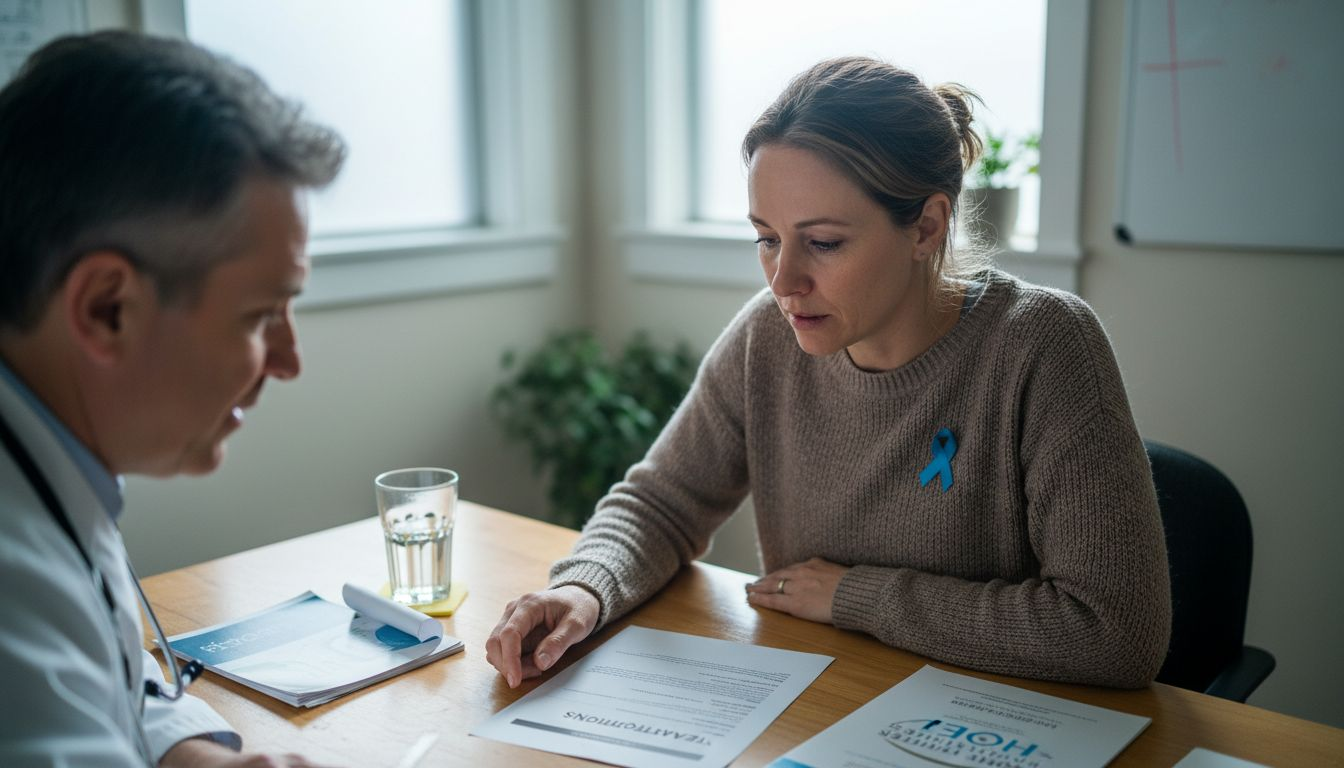 Woman consulting fertility specialist in clinic