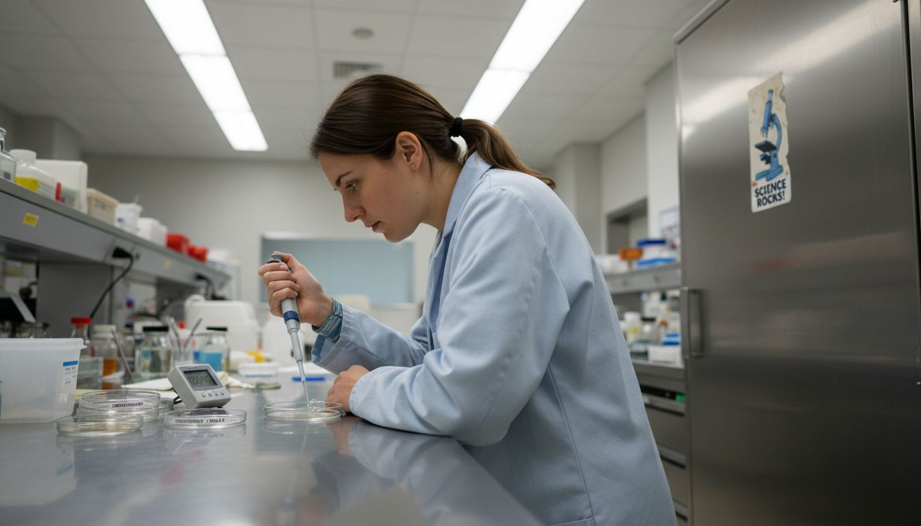 Lab technician performing IVF procedure