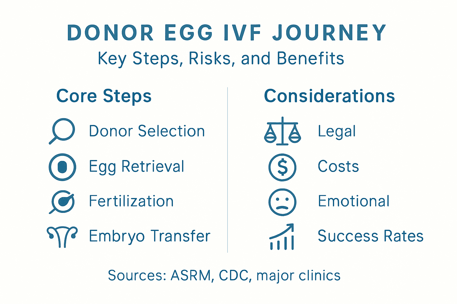 Infographic showing donor egg IVF process overview