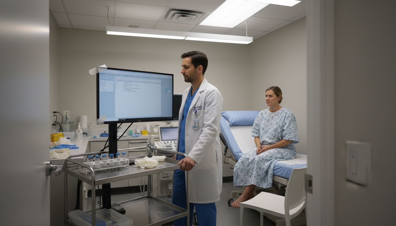 Egg retrieval process in fertility clinic setting