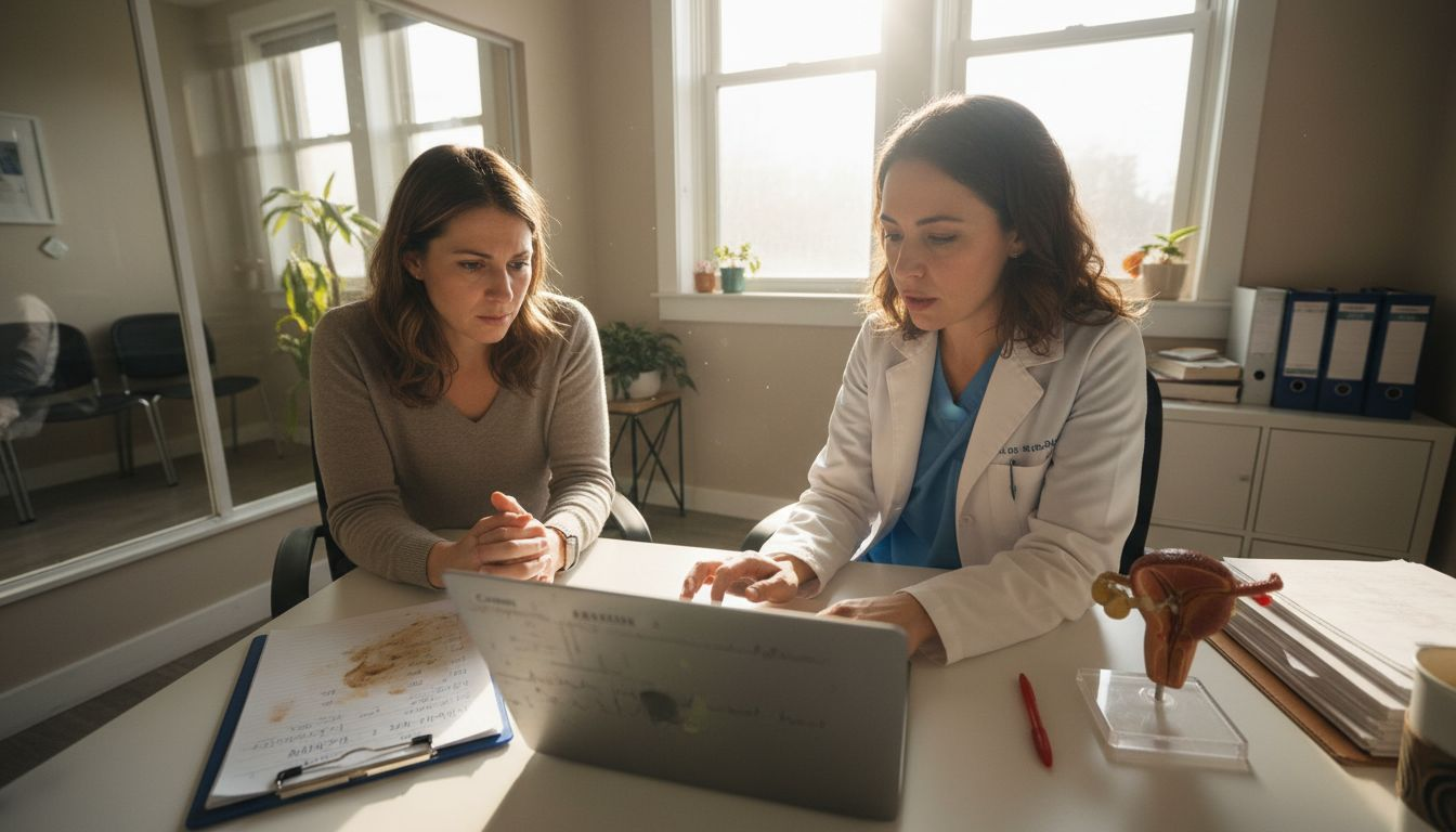 Woman consulting fertility doctor in clinic