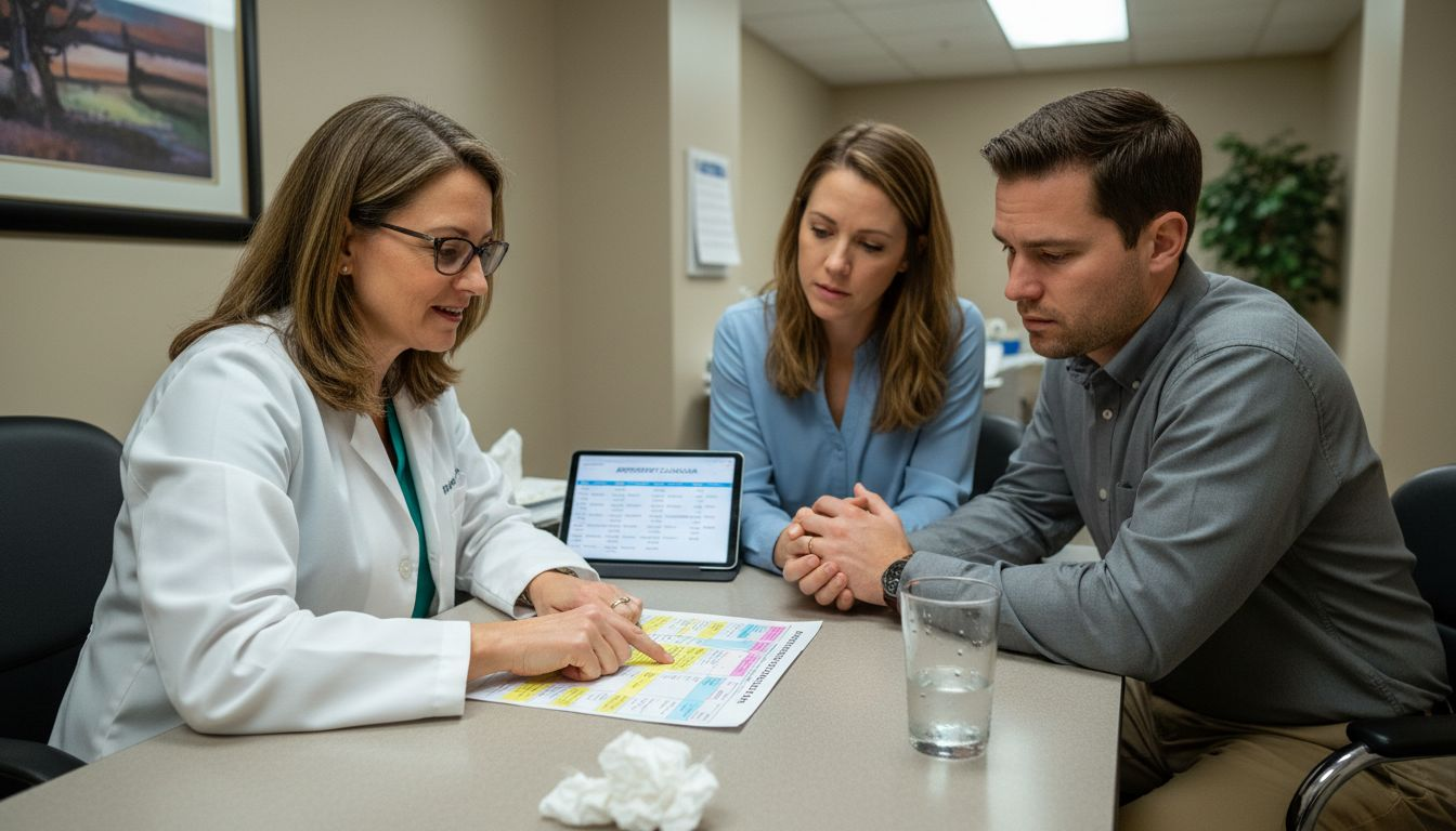Doctor discussing fertility pathway with couple
