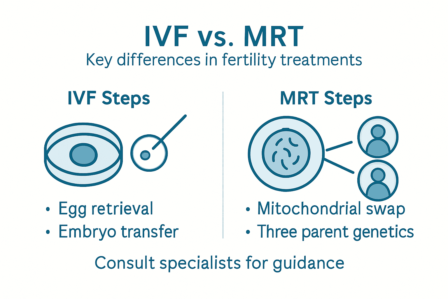 Infographic displaying IVF versus MRT steps