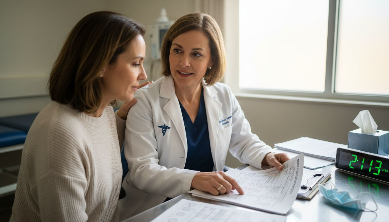 Doctor and patient review advanced IVF test