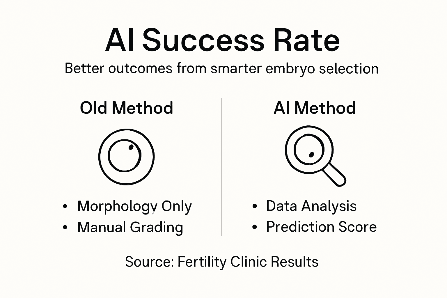 Infographic comparing AI and traditional embryo grading