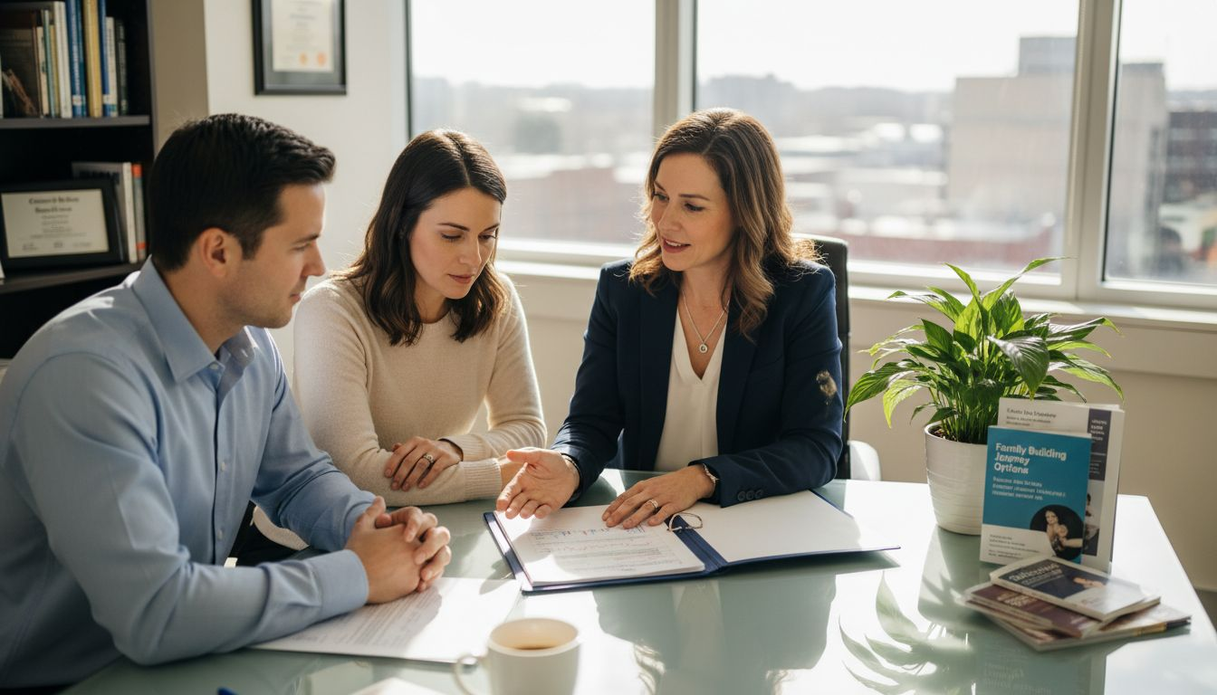 Fertility doctor meeting with hopeful couple