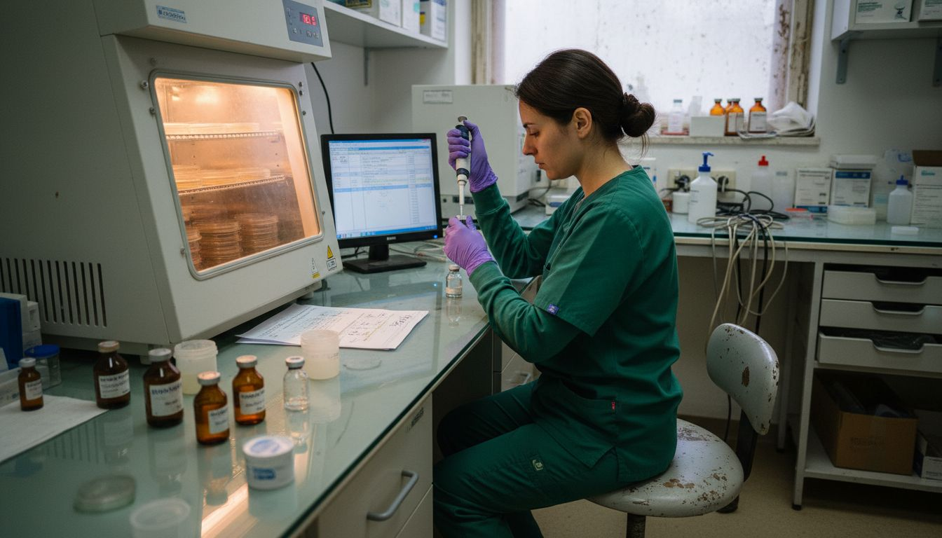 Lab tech preparing fertility treatments in lab