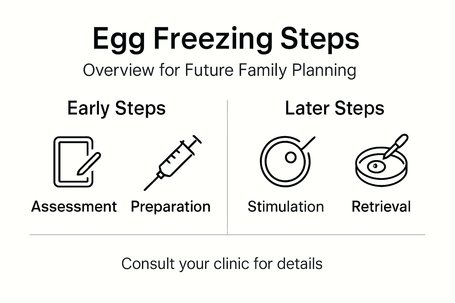 Infographic egg freezing process main steps overview