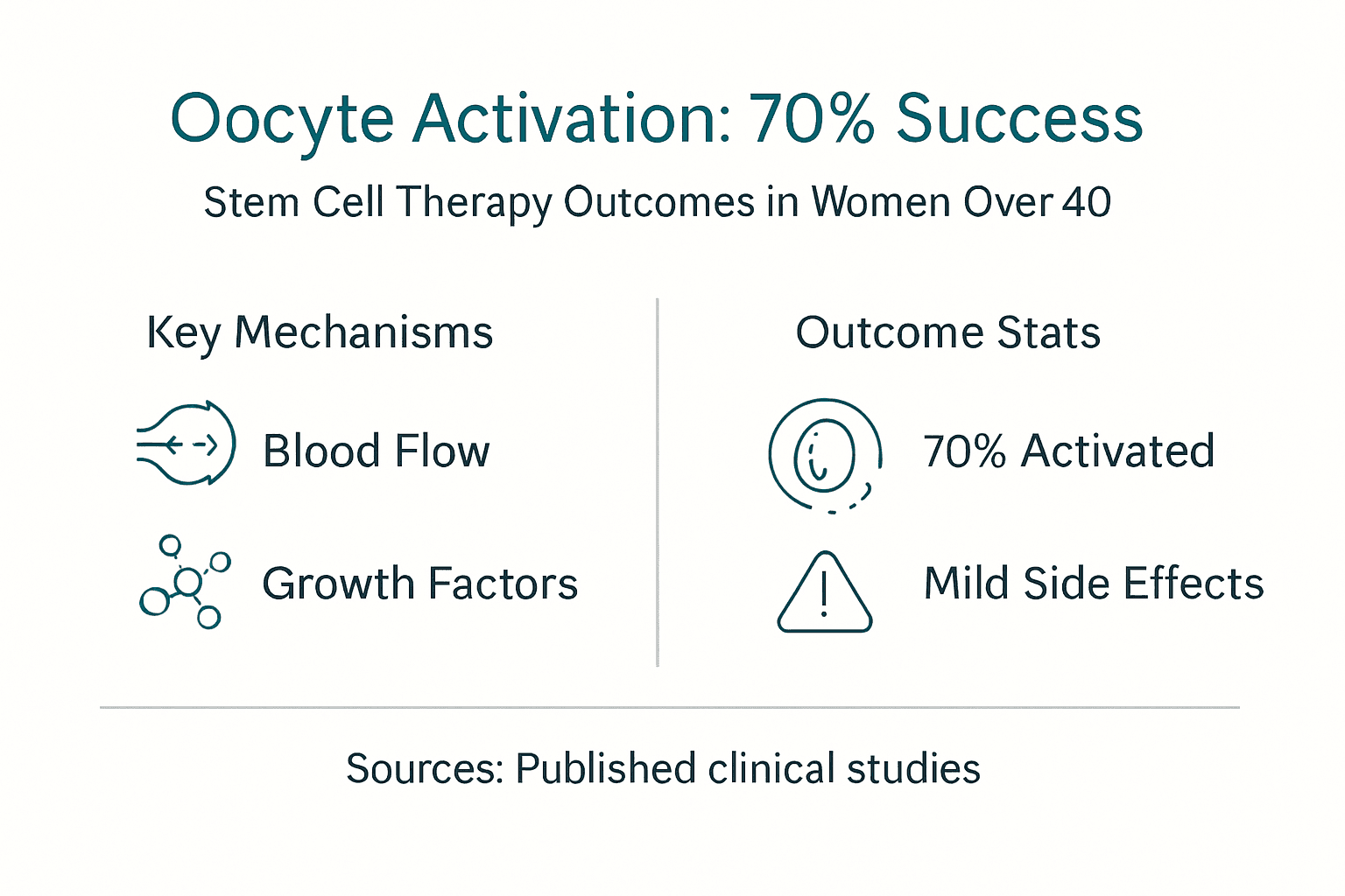 Infographic showing oocyte activation statistics and mechanisms