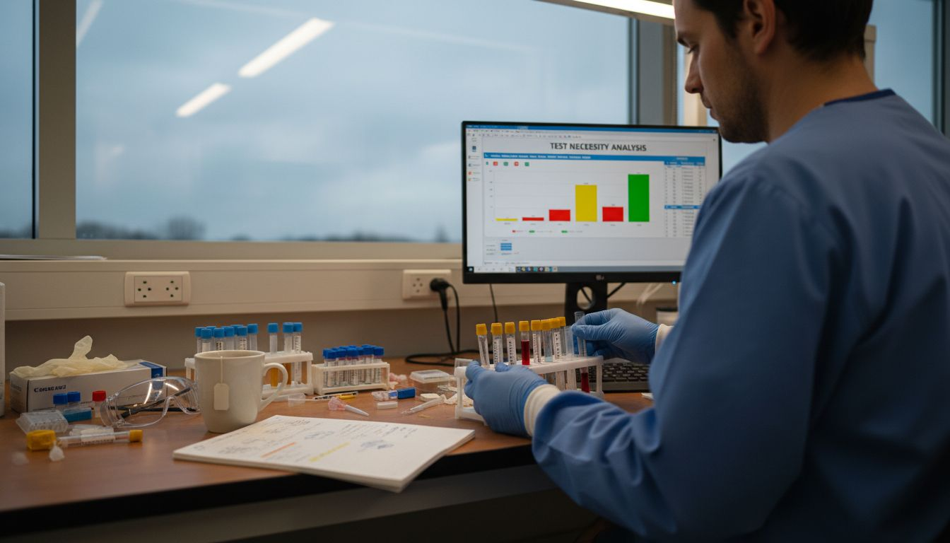 Technician analyzes fertility test results in lab