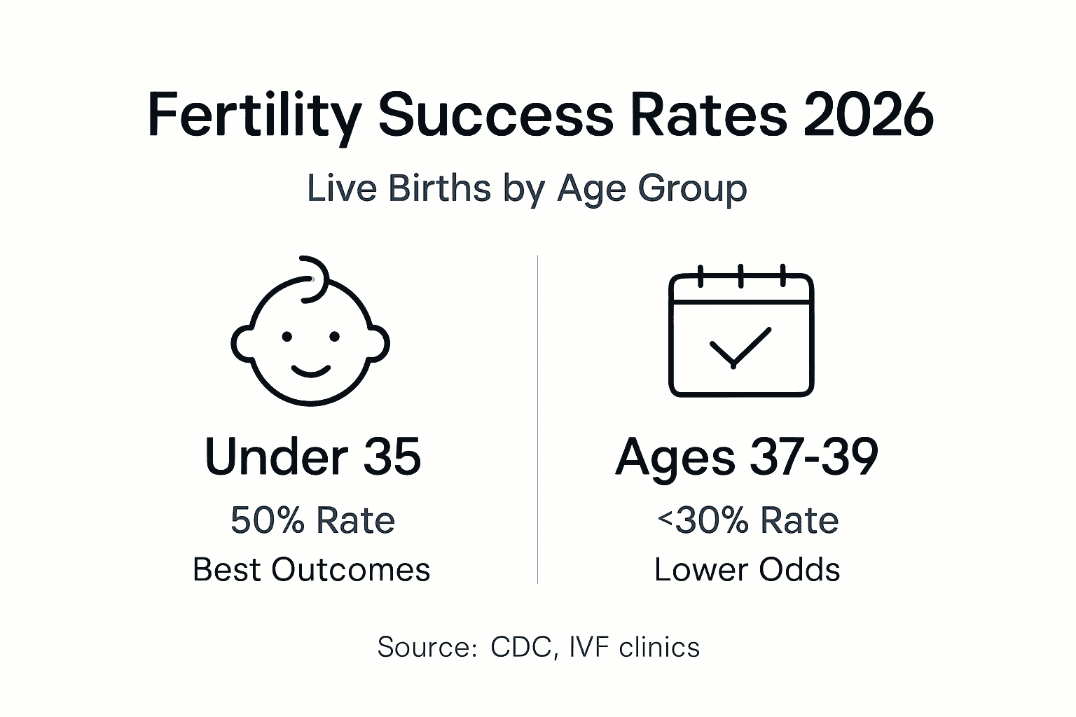 Infographic showing live birth rates by age group