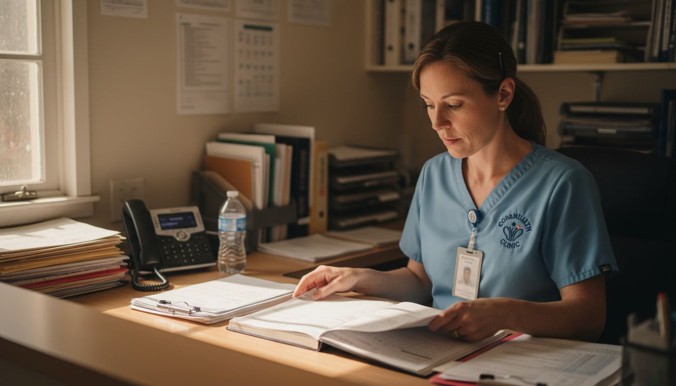 Nurse reviewing fertility assessment chart