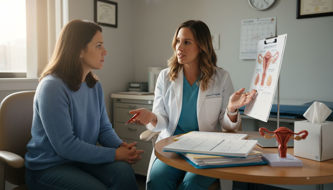 Woman consulting doctor at IVF clinic