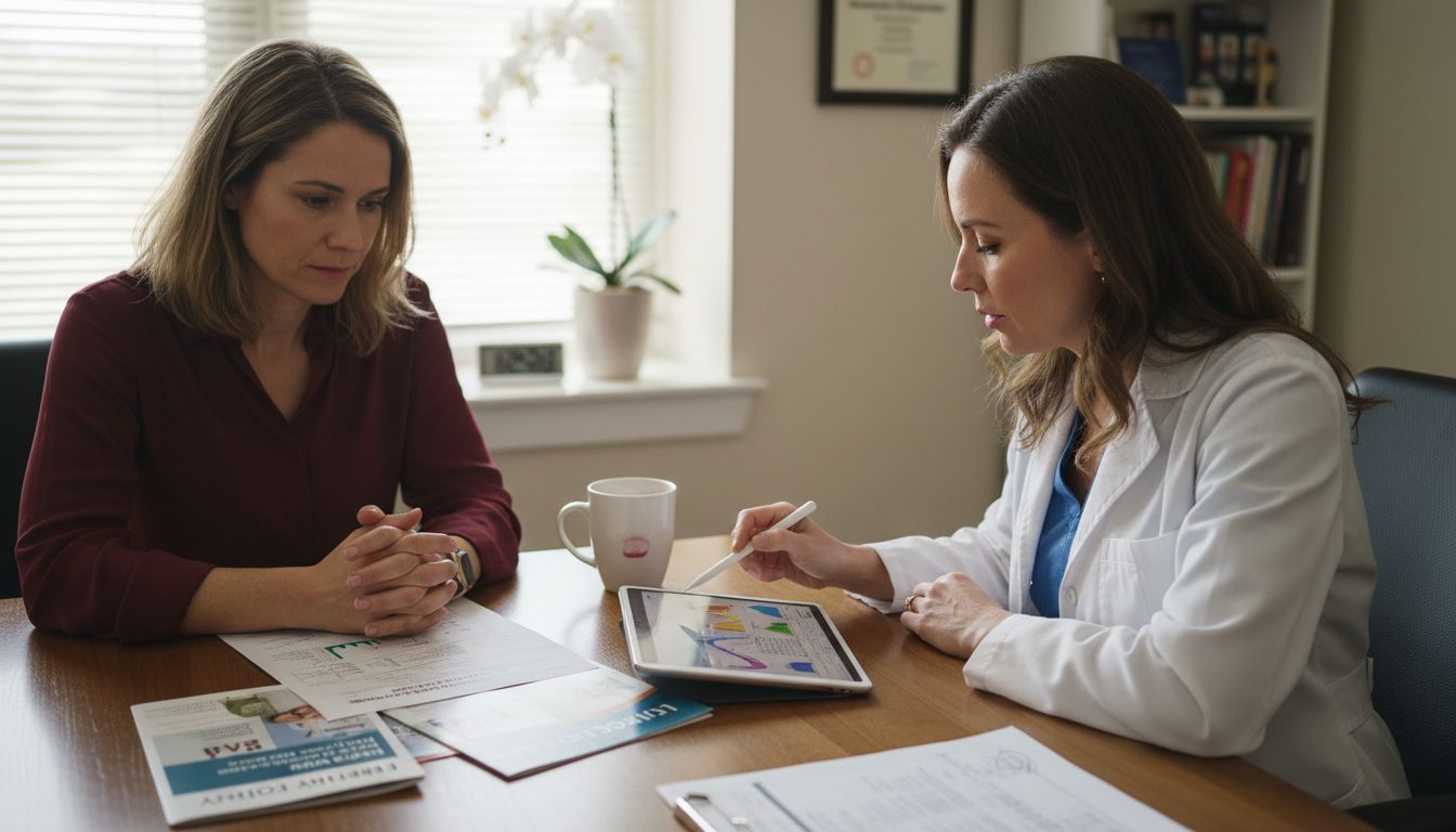 Patient and fertility doctor review test results