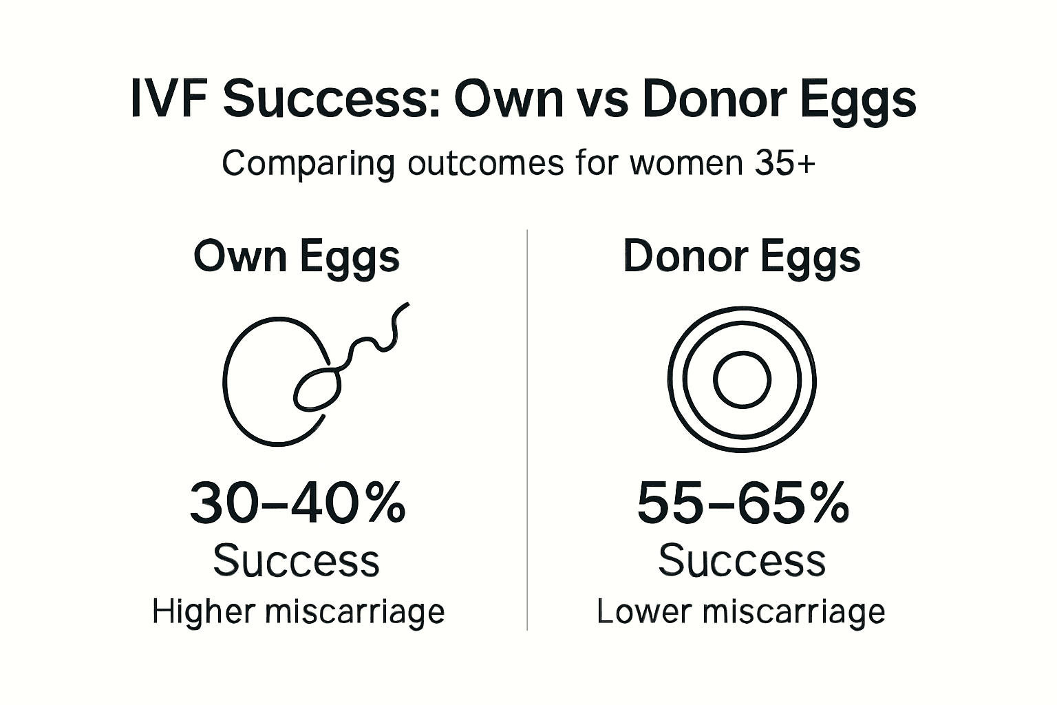 Infographic: IVF success with own eggs vs donor eggs
