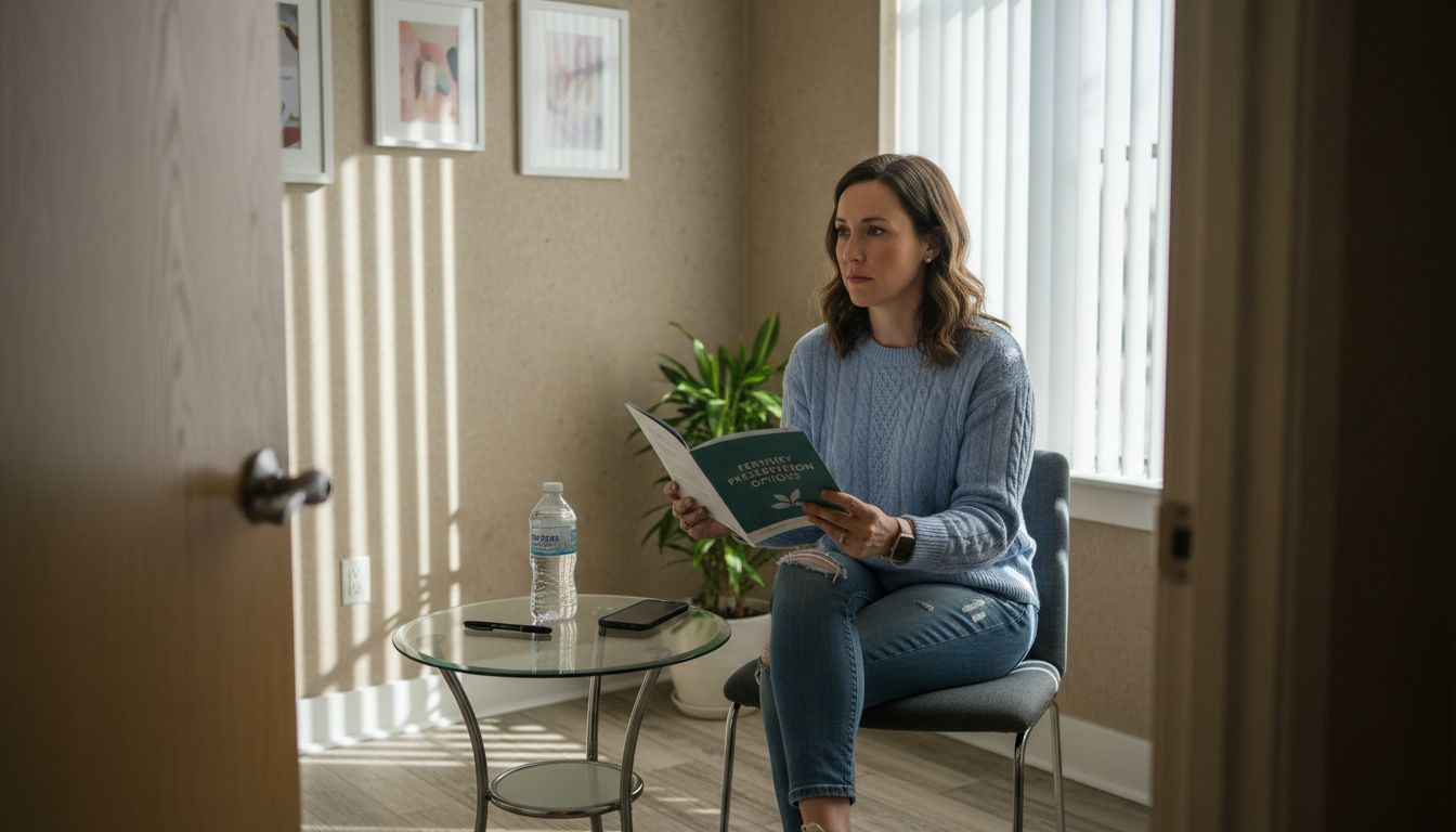 Woman considering egg freezing at clinic