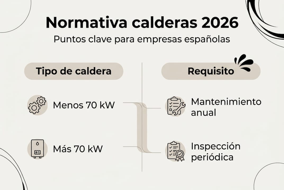 Infografía sobre la normativa vigente para calderas en empresas