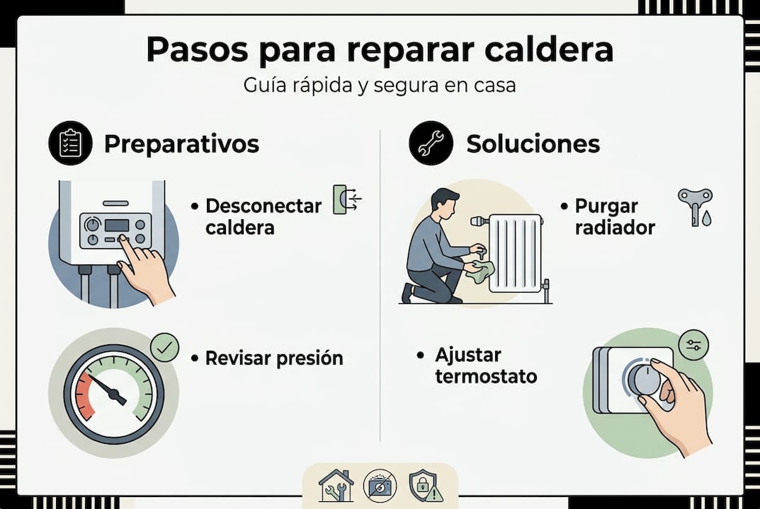 Infografía: guía sencilla para reparar tu caldera paso a paso