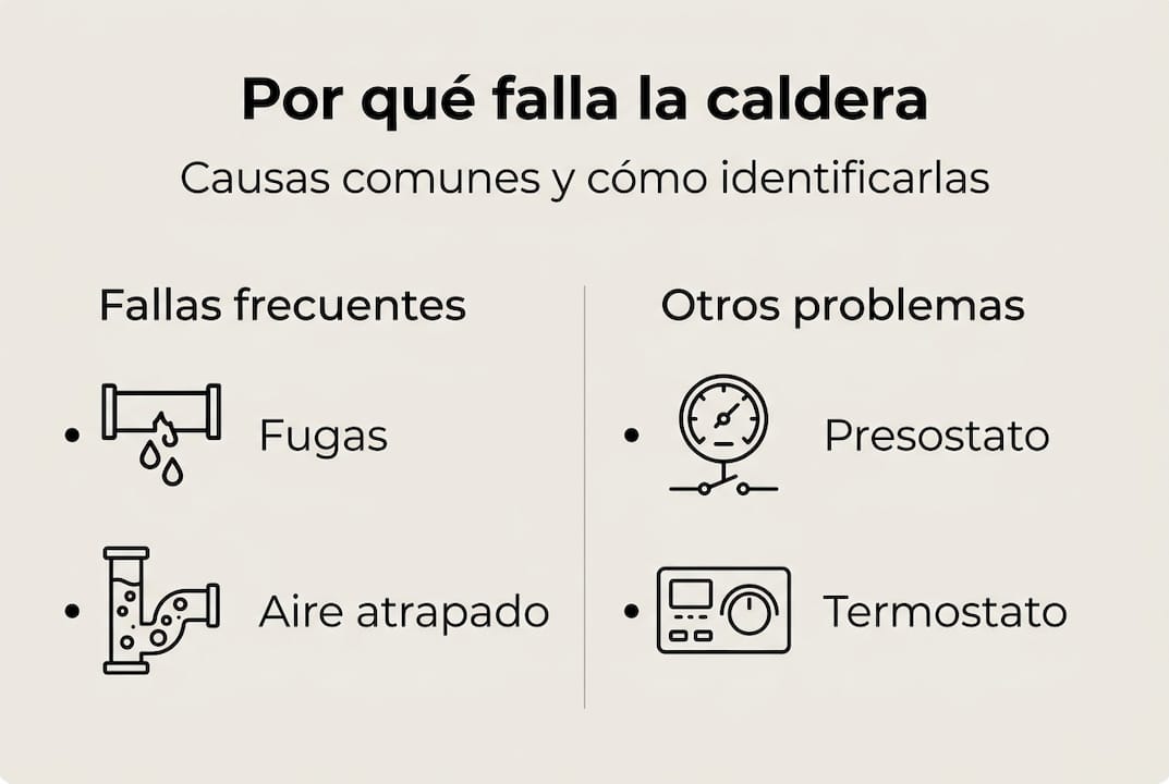 Infografía: razones más habituales por las que baja la presión en la caldera