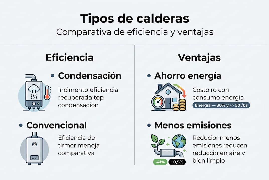 Descubre en esta infografía cómo funcionan los diferentes tipos de calderas y cuál es la más eficiente para tu hogar.