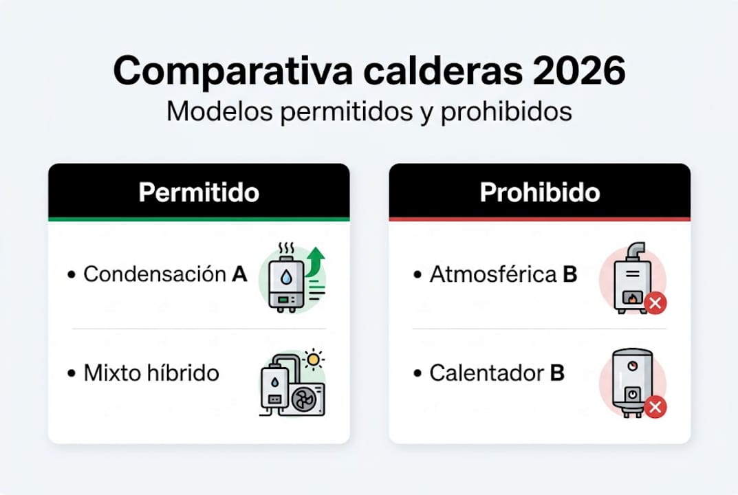 Cumple con la normativa de calderas y ahorra energía en 2026 3 Guía visual sobre qué tipos de calderas estarán permitidas y cuáles quedarán prohibidas a partir de 2026