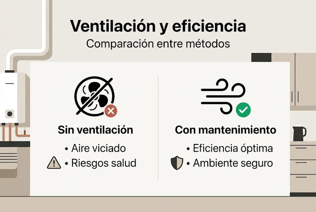 Infografía: diferencias clave en la ventilación y el mantenimiento de calderas