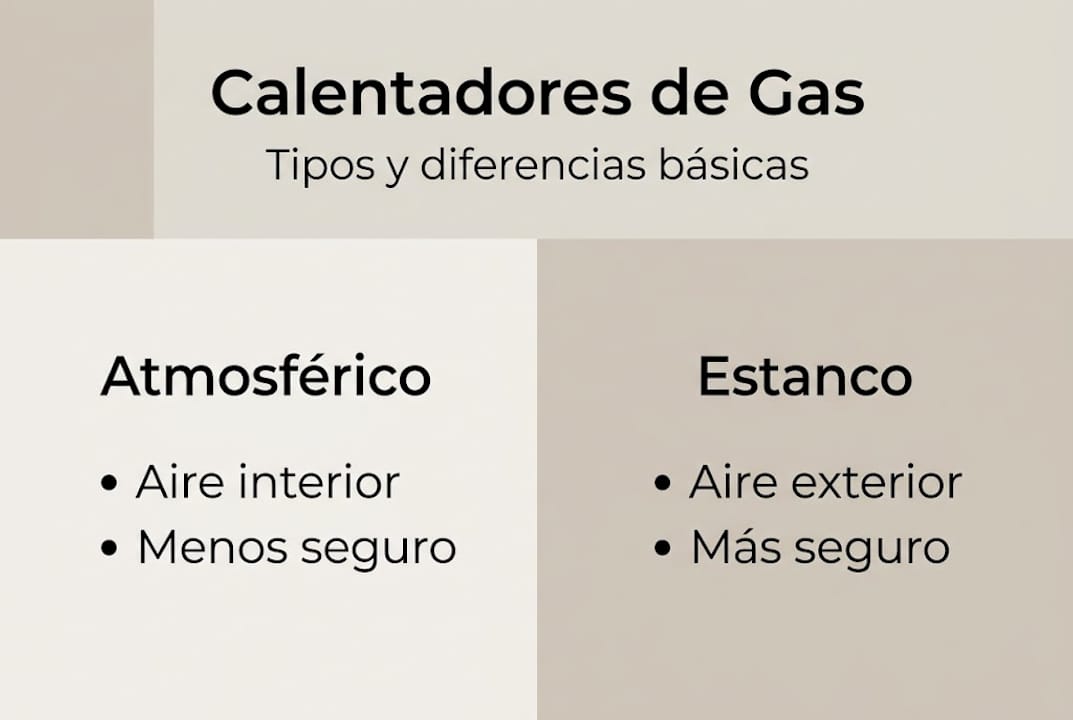 Comparativa visual de los diferentes tipos de calentadores de gas