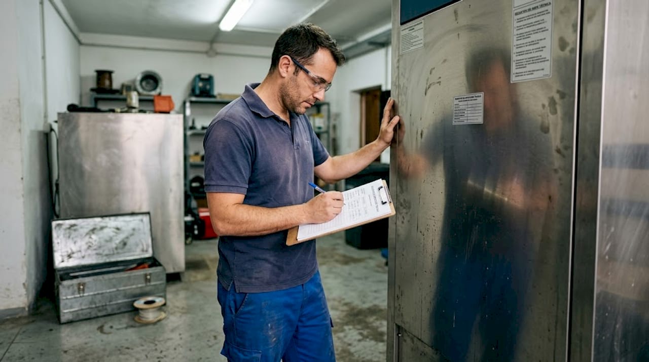 5 consejos clave para reparaciones y mantenimiento eficiente 2 Técnico registrando las labores de mantenimiento de la caldera