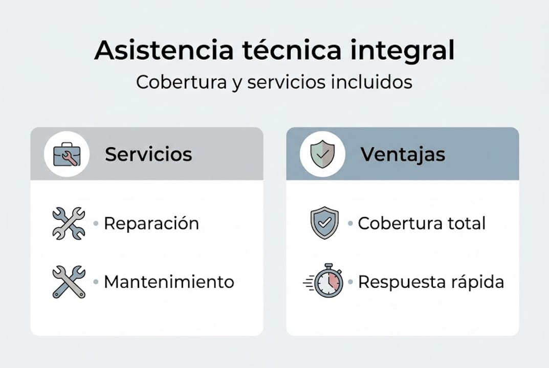 Infografía sobre soluciones completas de asistencia técnica