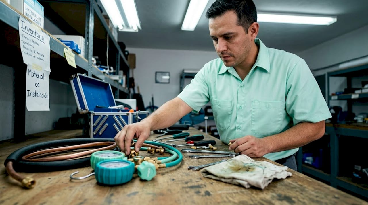 Todo lo necesario para trabajar sobre la mesa: herramientas y materiales al alcance