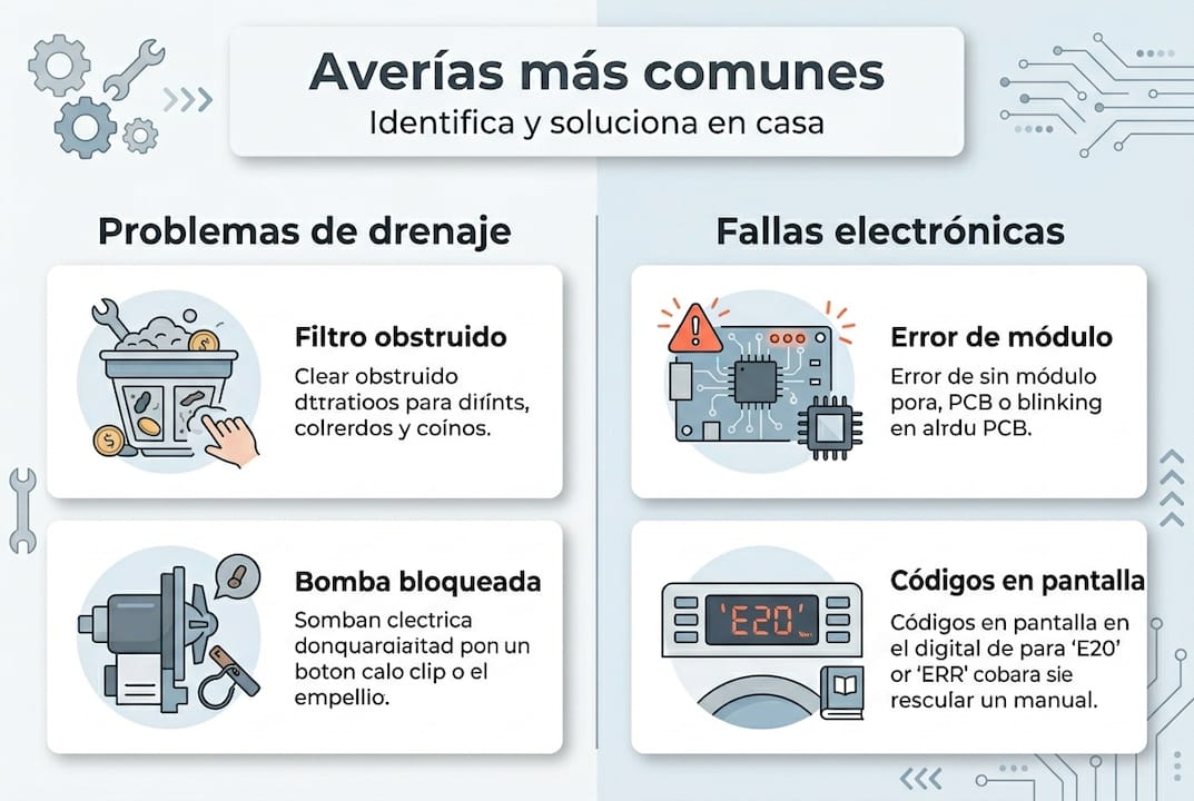 Guía visual de los problemas más habituales en las lavadoras