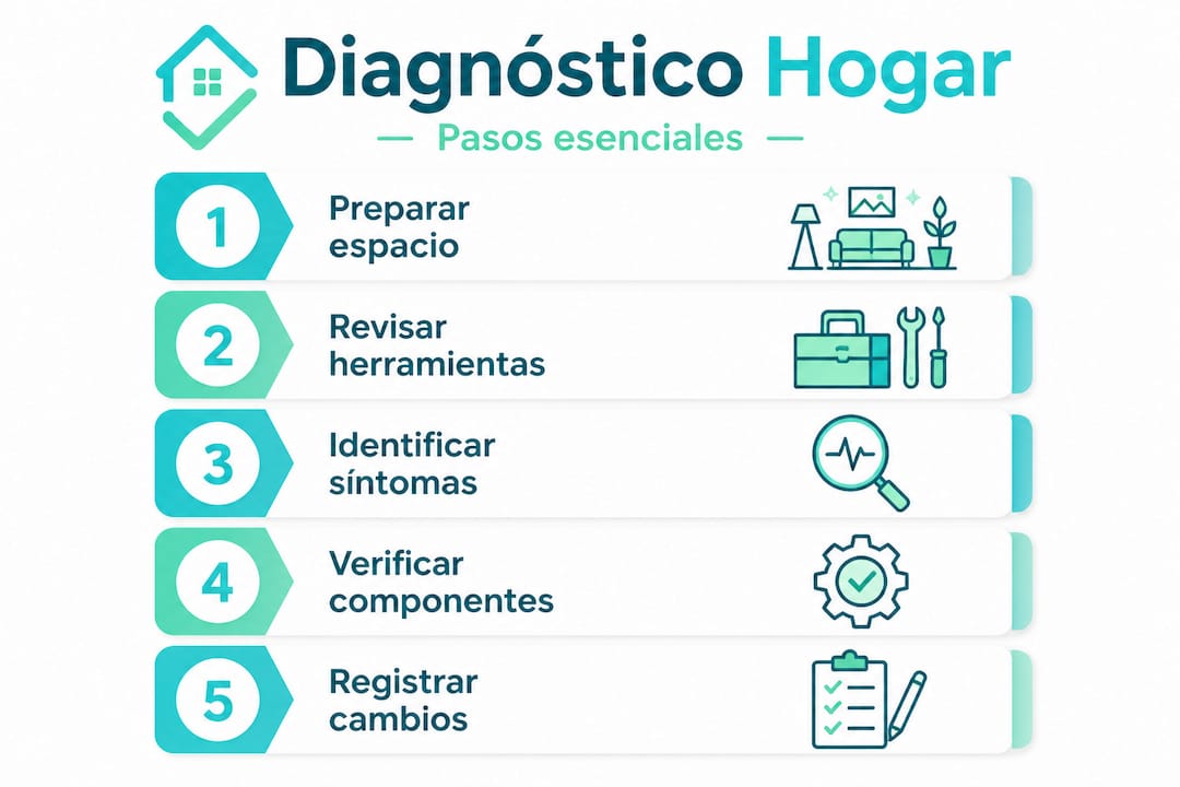 Guía visual con los pasos esenciales para hacer un diagnóstico en casa