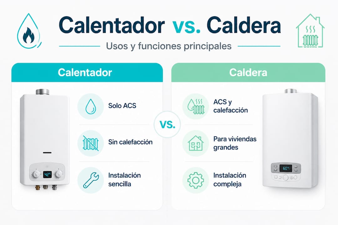 Comparativa visual: diferencias clave entre calentadores y calderas