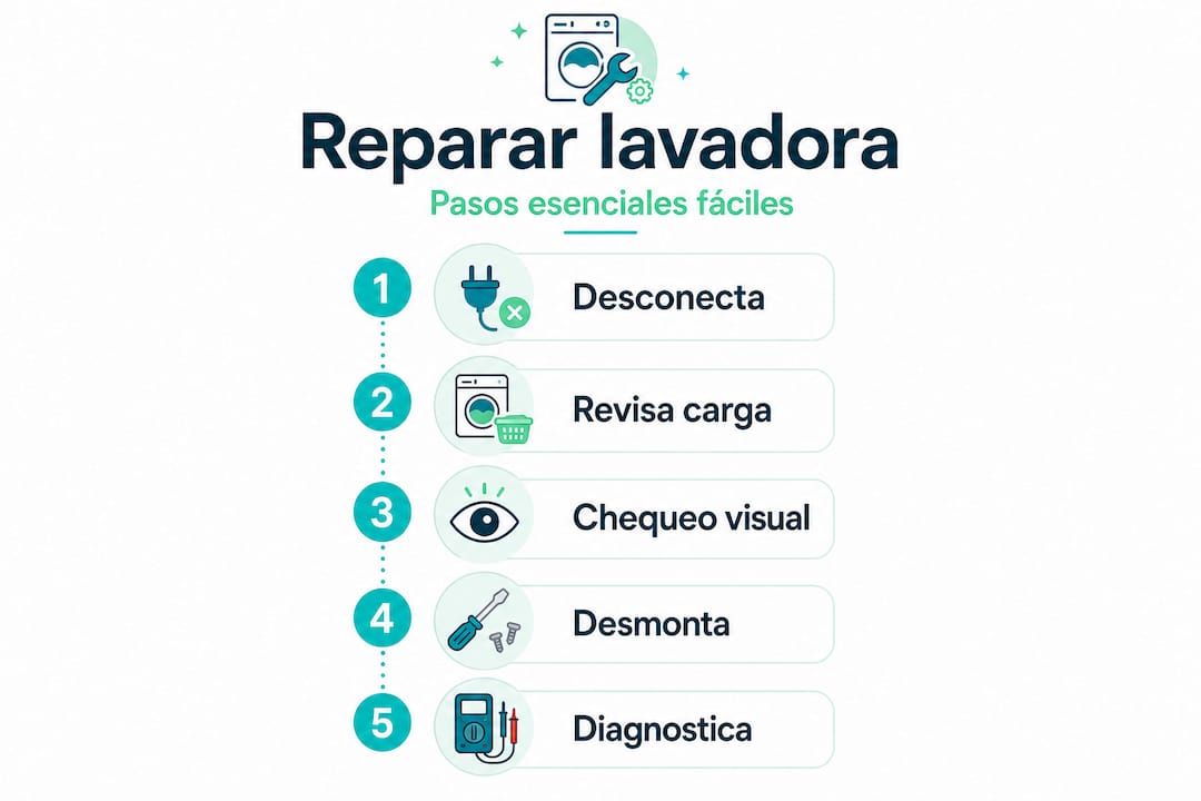 Guía visual: pasos esenciales para arreglar tu lavadora