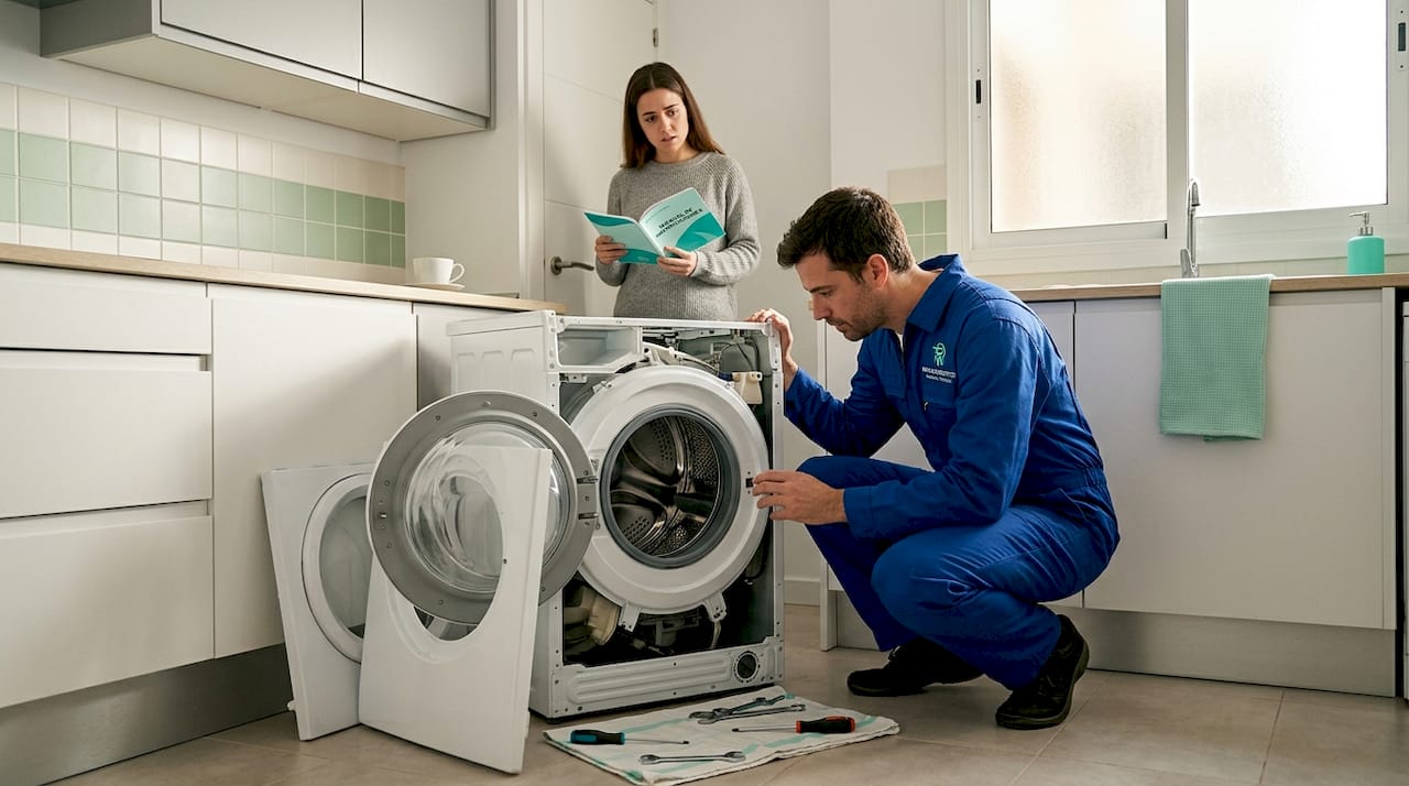 Asesoramiento técnico: claves para mantener tus sistemas en casa 2 Un técnico acudió a un piso de alquiler para arreglar la lavadora.