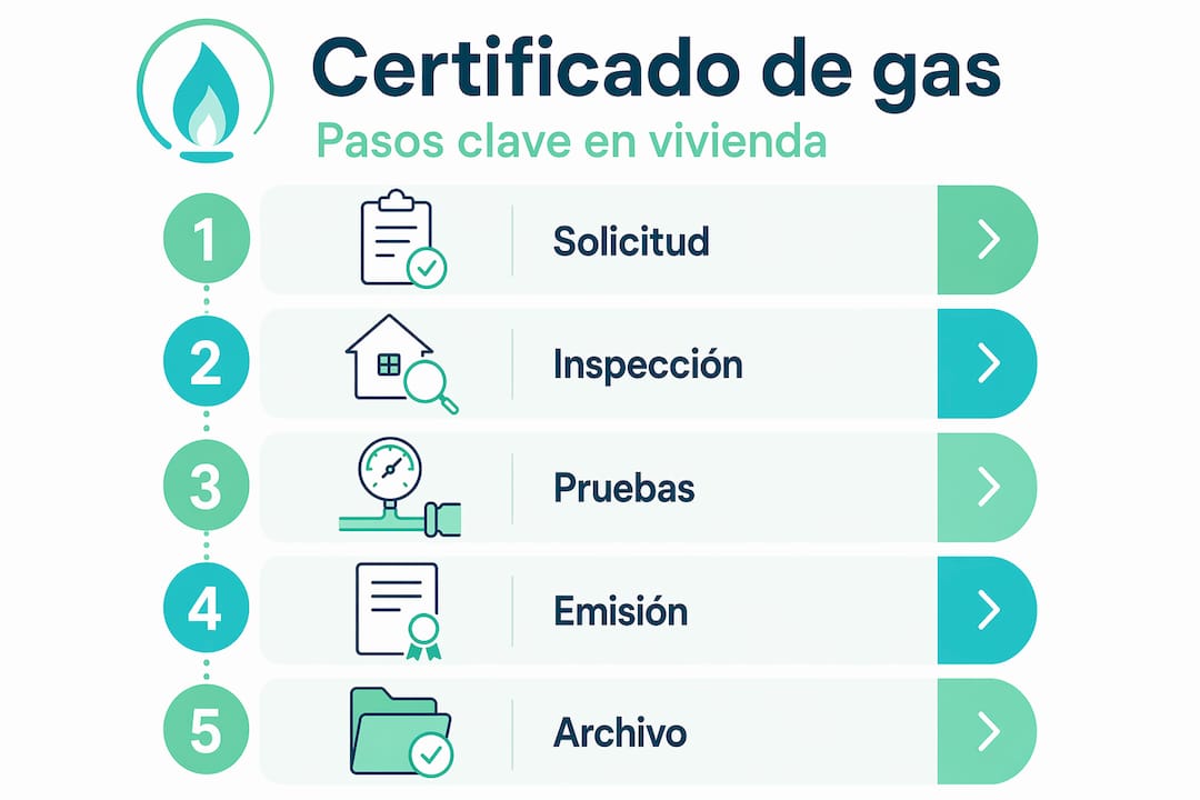 Infografía que explica, paso a paso, cómo obtener el certificado de gas