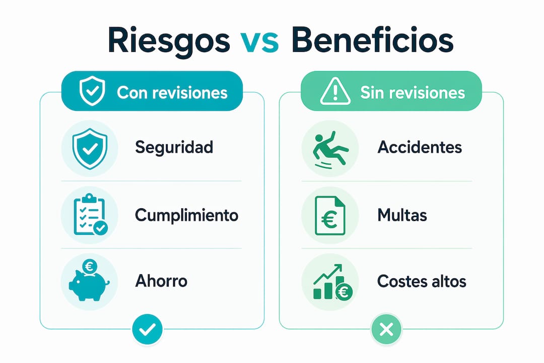 Riesgos de no hacer revisiones técnicas en 2026 2 Infografía sobre los pros y contras de las inspecciones técnicas