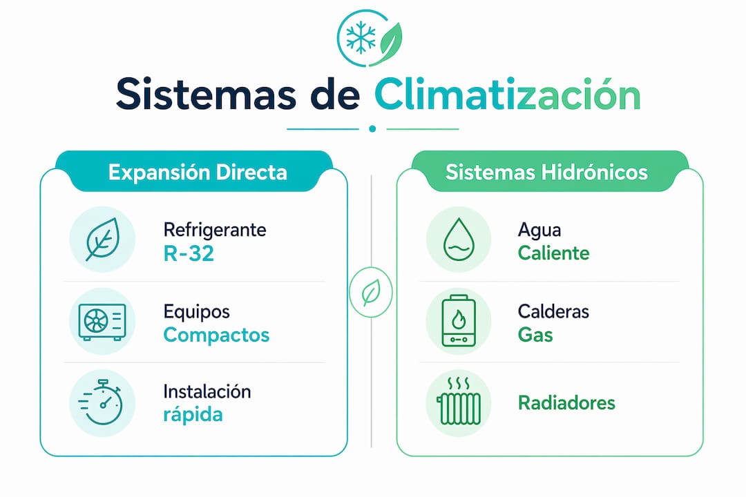Comparativa visual de los principales sistemas de climatización