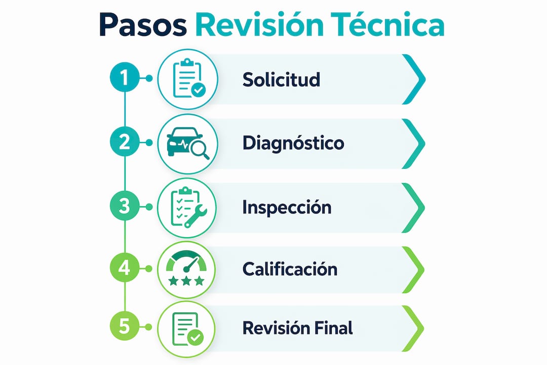 Gráfico ilustrativo con las etapas clave del proceso de revisión técnica