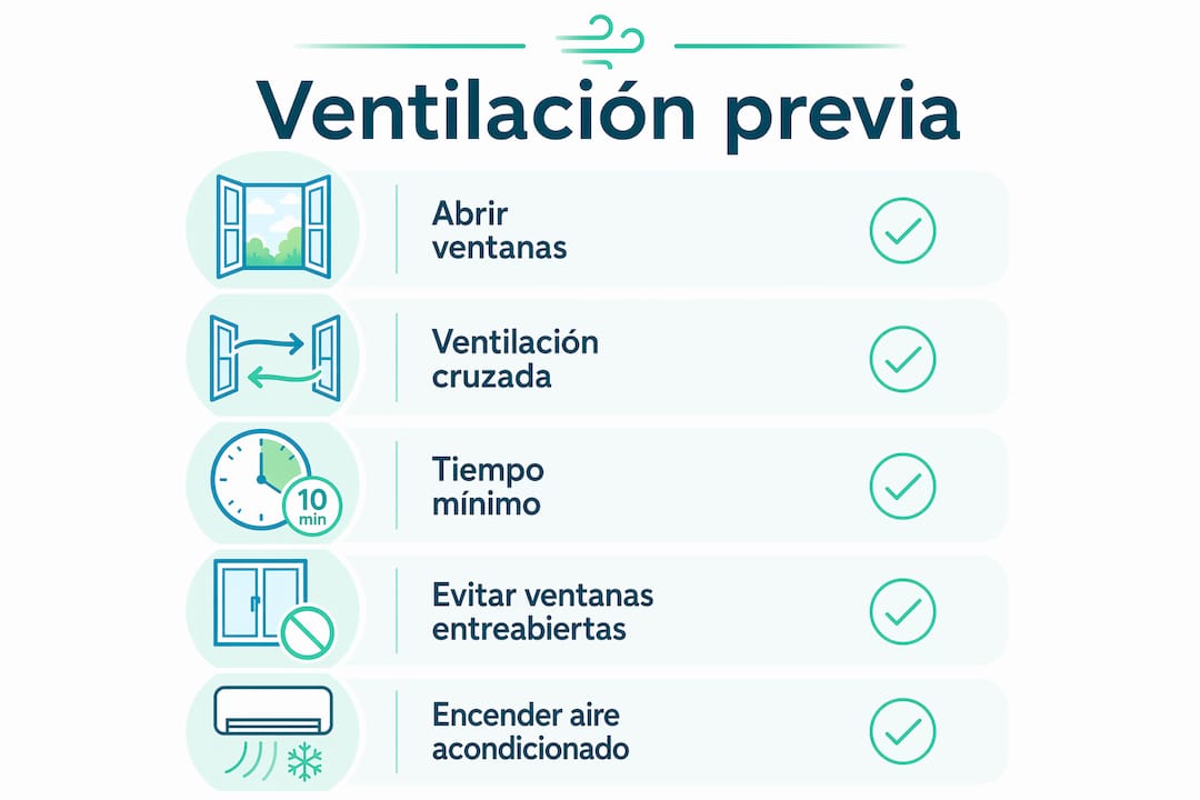 Infografía con recomendaciones para ventilar tu casa antes de encender el aire acondicionado