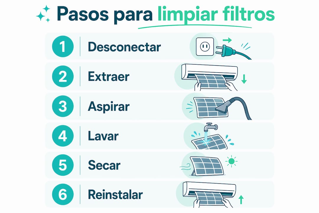 Infografía: guía práctica para limpiar los filtros de aire paso a paso
