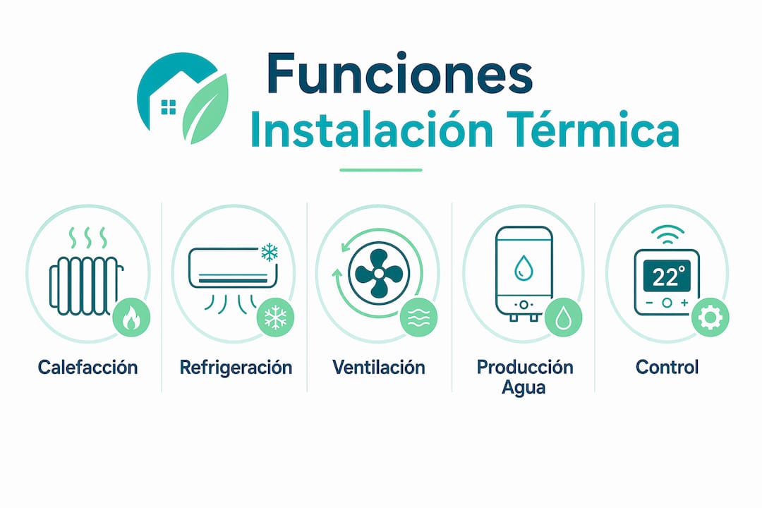 Infografía que muestra las funciones clave de las instalaciones térmicas