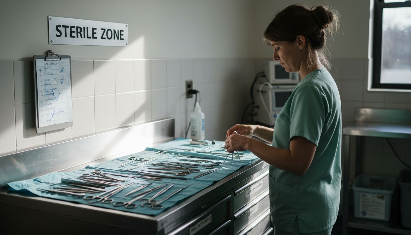 Assistant sorting surgical instruments by type